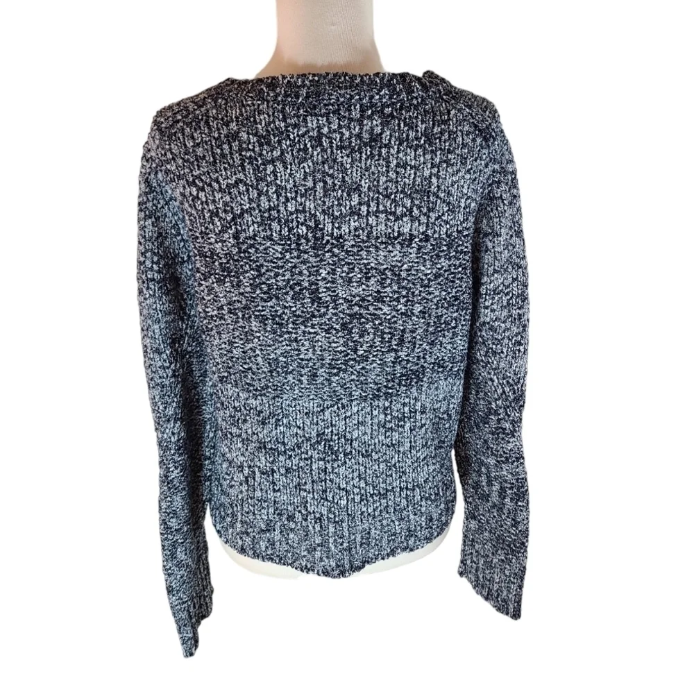White + Warren Cotton Knit Sweater Blue & White Bow Tie Feminine xSMALL Preowned